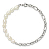 Stainless Steel Freshwater Cultured Pearl Bracelet 8.25in