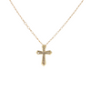 Estate 14kt Yellow Gold 18in Link Chain with Diamond .24ctw Cross