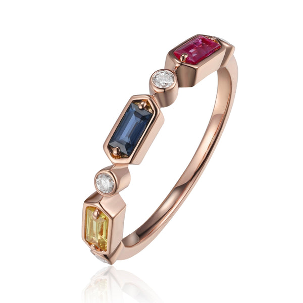 14K Rose Gold Rainbow Radiance Ring.