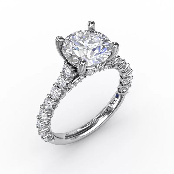 14K Contemporary Diamond Engagement Ring With Hidden Halo