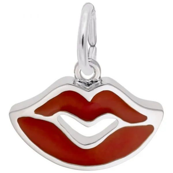 Sterling Silver Sealed with a Kiss Enameled Charm