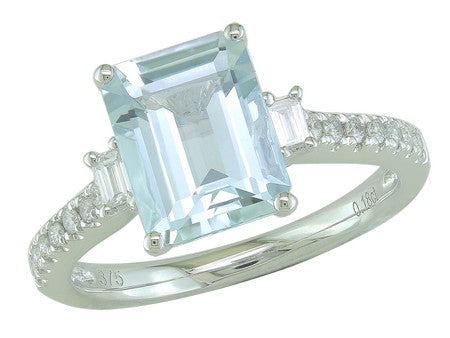 14K WG 1.97CT AQUAMARINE .21CT