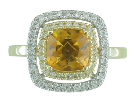 14K YG 1.27CT CUSHION CITRINE