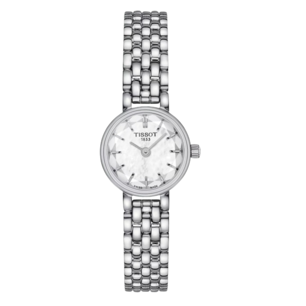 LOVELY STAINLESS WHITE DIAL FACETED SAPPHIRE CRYSTAL