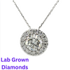 14kt White Gold Lab Diamond 3ctw and 2.75 Center Halo Pendant with 18in Chain