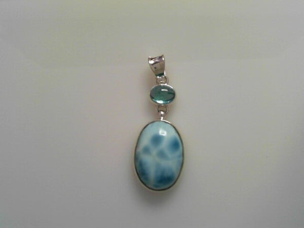 STERLING LARIMAR DANGLE PENDAN