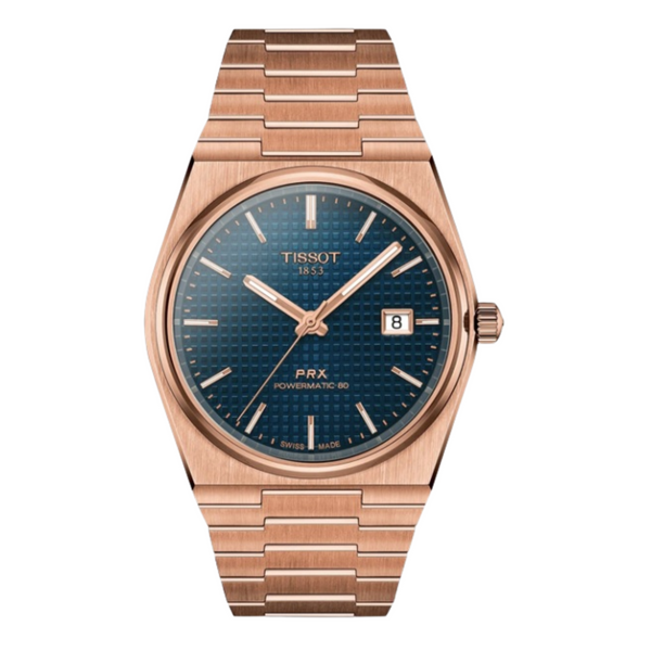 Tissot PRX Powermatic 80 Rose Tone Watch with Blue Dial