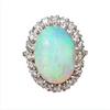 Estate 14kt White Gold 14x10mm Oval Opal .25ctw J SI2 Ring Size 6