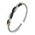 Sterling Silver with 14K Gold Black Spinel Twisted Bangle Bracelet.