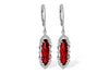 14K White Gold Marquise Garnet Vintage Style Earrings
