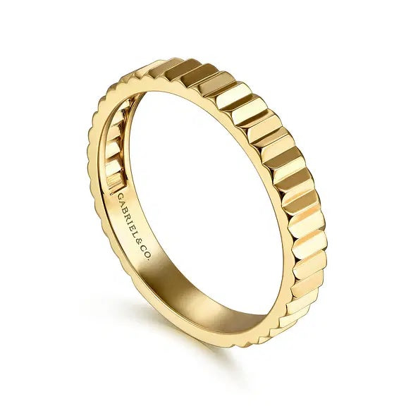 14K Yellow Gold Diamond Cut Band