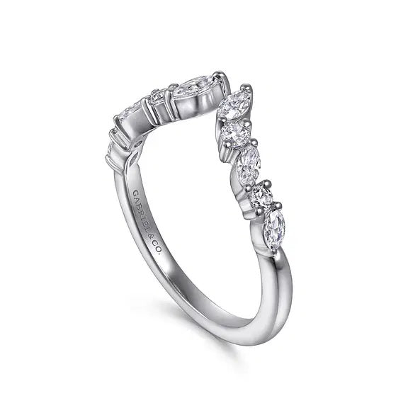 14K White Gold Open V Shape Diamond Ring S2086962