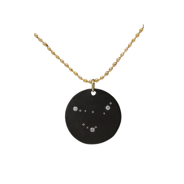 Zirconium Capricorn Zodiac Lab Grown Diamond Disc Necklace with Gold Filled Chain