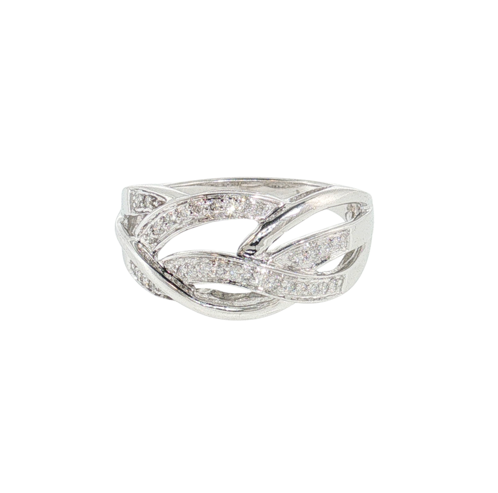 Estate 14kt White Gold Diamond .17ctw Crossover Band