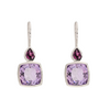 Sterling Silver Bezel Set Amethyst & Garnet Gemstone Earrings