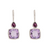 Sterling Silver Bezel Set Amethyst & Garnet Gemstone Earrings