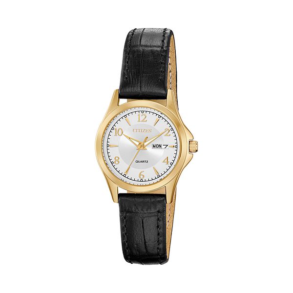 JCQZ65 Citizen Quarts Black Leather Two Tone
