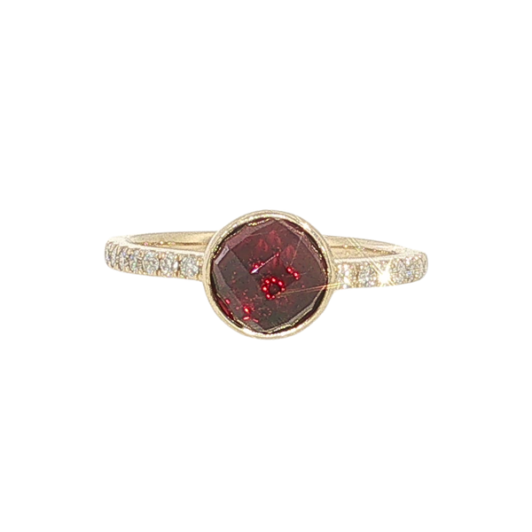 14K YG 2.08CT ROUND GARNET .15