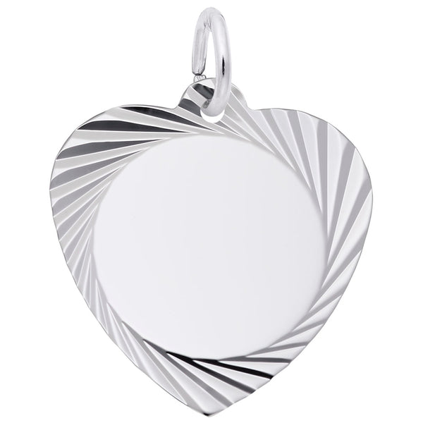Sterling Silver Medium Faceted Heart Charm.