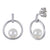 14K White Gold Akoya Pearl Diamond Circle Earrings