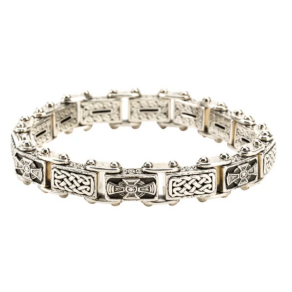 Sterling Silver Celtic Cross Bracelet 8"