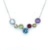 Sterling Silver Bezel Set Multi-Gem Bubble Necklace