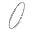 14K White Gold Diamond Flex Bead Cuff with Diamonds.