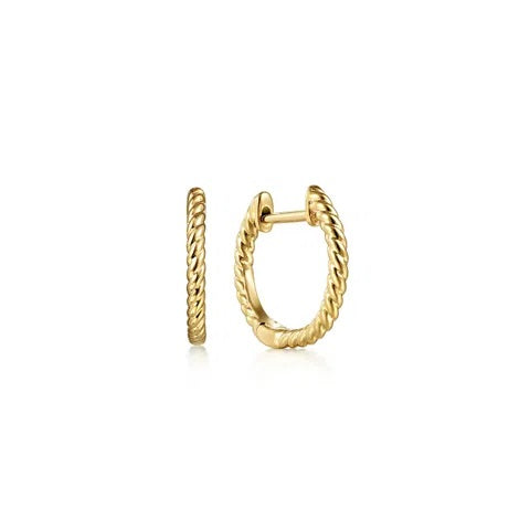 14K Yellow Gold Twisted Rope Huggies.