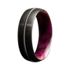 Men's Guitar String Zirconium Ring with Pink Burl Inlay - Size 10
