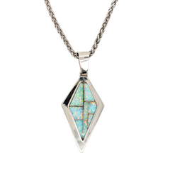 Estate: Sterling Silver Immitation Opal Necklace with Wheat Chain