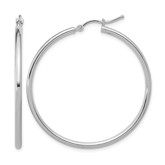 Leslies 14K White Gold Hoop Earrings