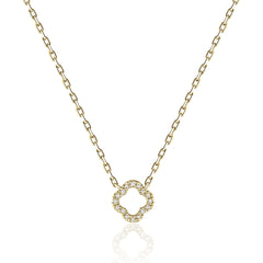 14K White Gold Mini Clover Diamond Necklace