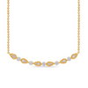 14K Gold Curved Bar Detailed Diamond Necklace