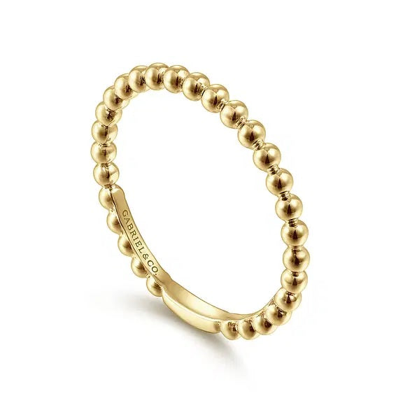14K Yellow Gold Bujukan Beaded Stackable Ring.