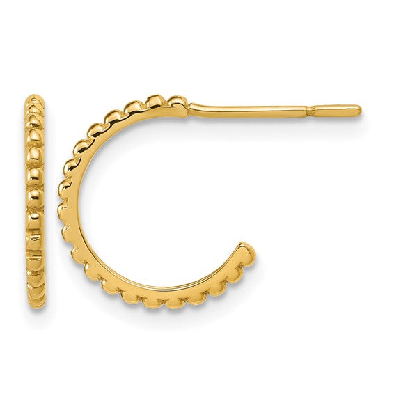 Leslie's 10K Yellow Gold Beaded J Hoops
