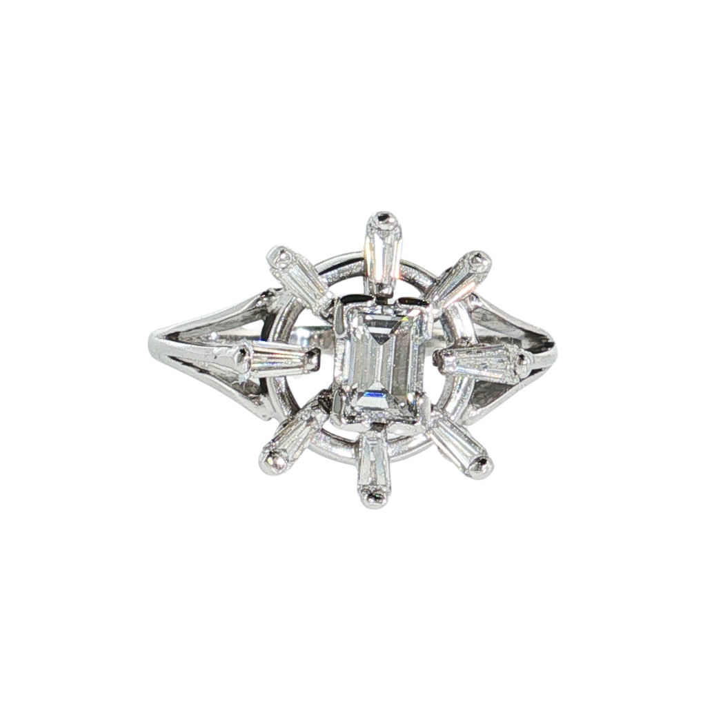 Estate 18kt White Gold Sunshine 0.65ctw Diamond Ring