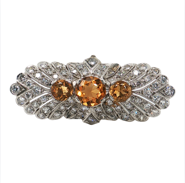 Estate Platinum 2ctw Citrine and .50ctw Diamond Slide Pendant