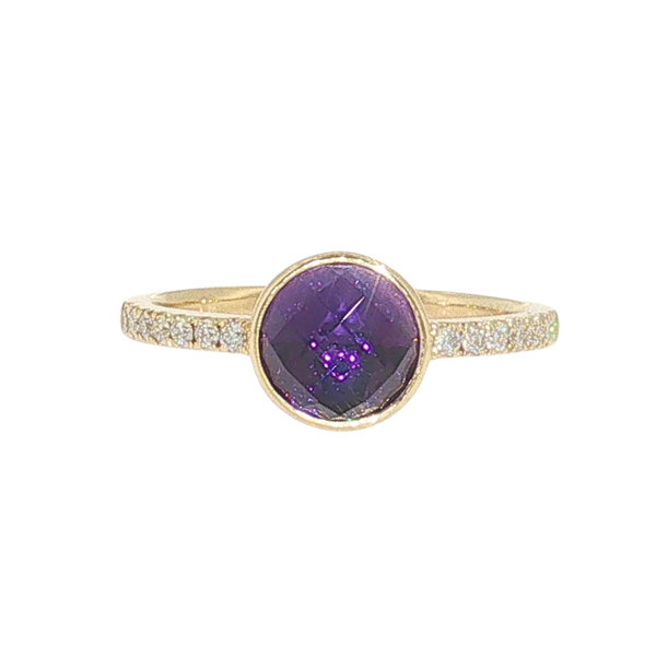 14K YG 1.60CT ROUND AMETHYST .