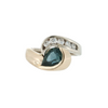 Estate 14kt Two Toned 2.32ct Pear Shape Sapphire Diamond Swirl Ring