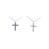 18K WG .33CTW DIA .40CTW SAPPHIRE REVERSIBLE CROSS ADJ CHAIN WITH CROSS DANGLE