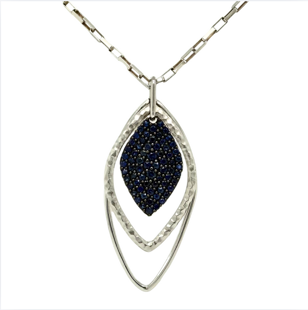 Estate Gabriel & Co Sterling Sliver Sapphire 18in Necklace S706272