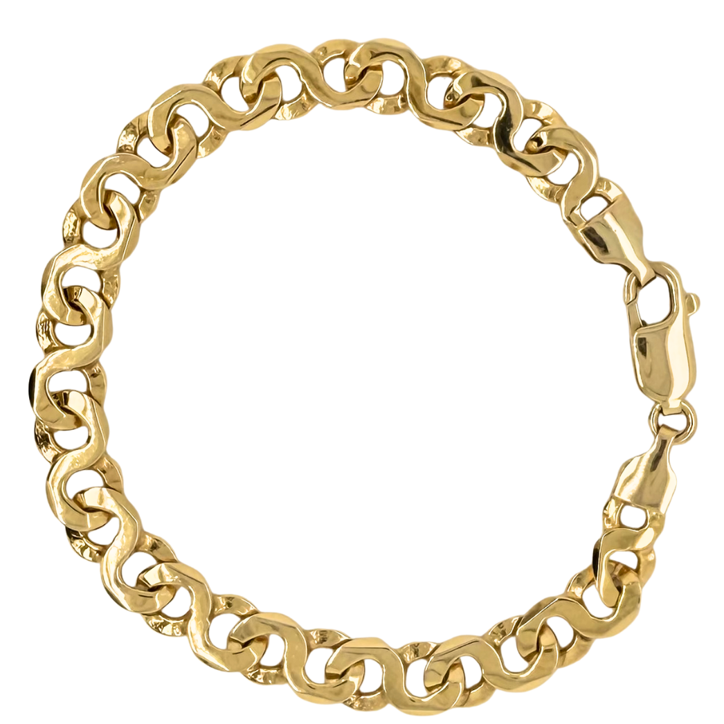 Estate 14kt Yellow Gold Fancy Link 8in Bracelet