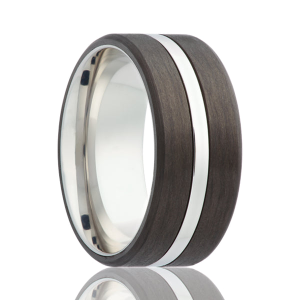 Cobalt 8MM Double Carbon Fiber Inlay Men's Ring - Size 11.