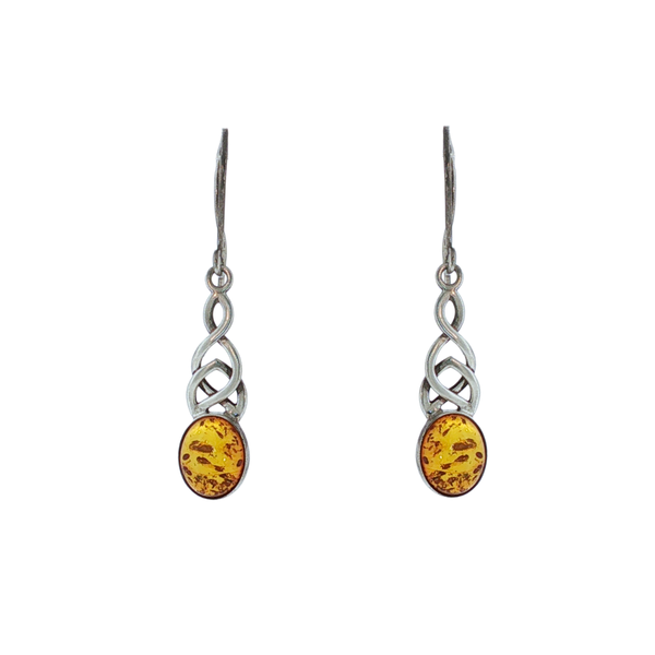 S/S CELTIC KNOT AMBER DANGLE E