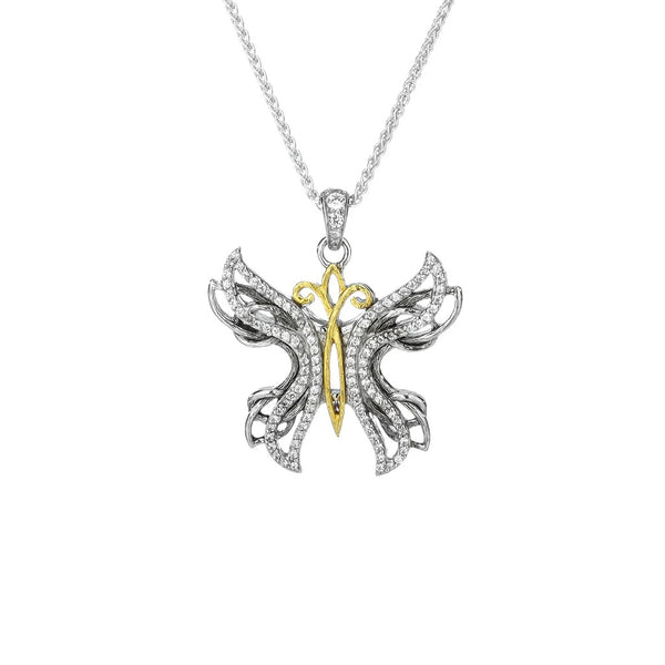 STERLING 10K YG CZ BUTTERFLY P