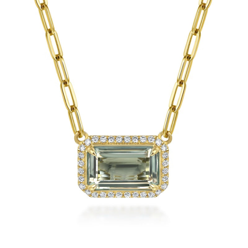 14K YG 7.16CT GREEN AMETHYST .