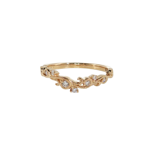 14kt Yellow Gold .10ctw I I1 Milgrain Scroll Band