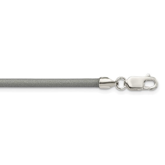 Sterling Silver 3MM Metallic Rubber Cord Brown