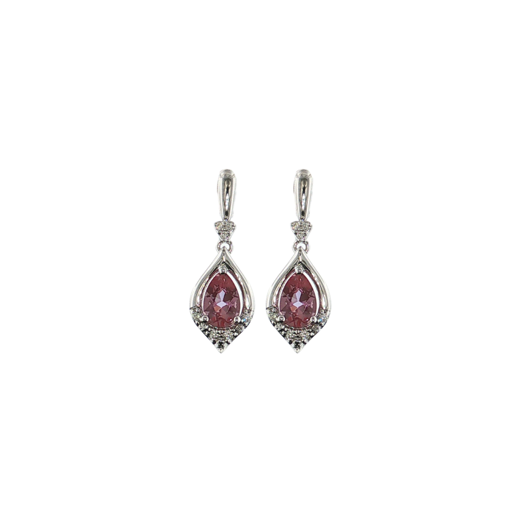 14kt White Gold 1.03ctw Lab Alexandrite .07ctw Diamond Earrings