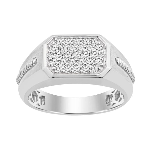 14K White Gold and Diamond Gentleman's Ring